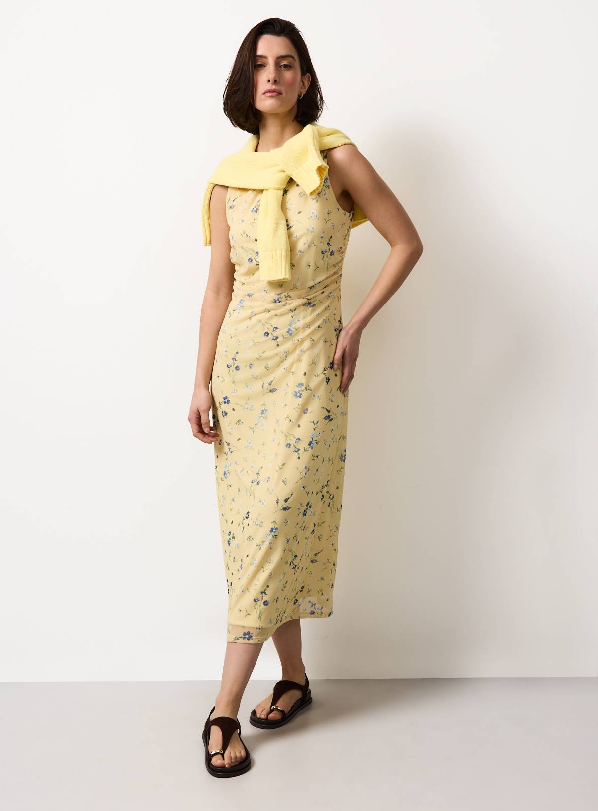Yellow Floral Print Midaxi Column Dress 10 - Image 1
